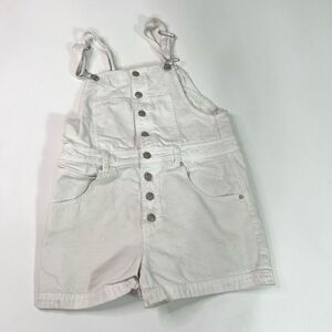American Eagle Outfitters 90s Boyfriend Shortalls Women White Small Button-Front